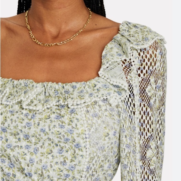 Loveshackfancy dorabella lace trim crop top - Picture 4 of 6